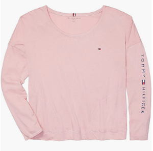 Picture of TOMMY HILFIGER - Womens Adaptive Long Sleeve Logo T Shirt with Wide Neck Opening
