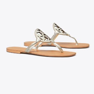 Picture of TORY BURCH MILLER SQUARE-TOE SANDAL, METALLIC LEATHER