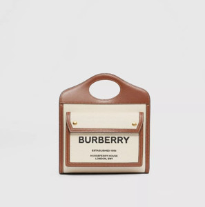 Picture of BURBERRY Mini Two-tone Canvas and Leather Pocket Bag