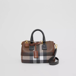 Picture of BURBERRY Check and Leather Mini Bowling Bag