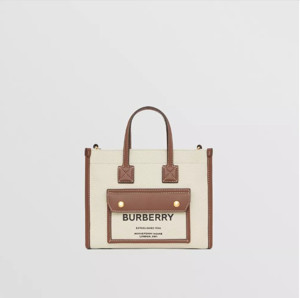 Picture of BURBERRY Mini Two-tone Canvas and Leather Freya Tote
