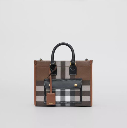 Picture of BURBERRY Check and Leather Mini Freya Tote