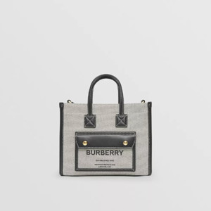 Picture of BURBERRY Two-tone Canvas and Leather Mini Freya Tote