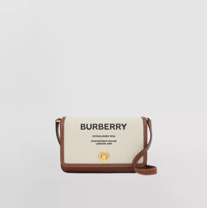Picture of BURBERRY Horseferry Print Canvas and Leather Mini Note Bag