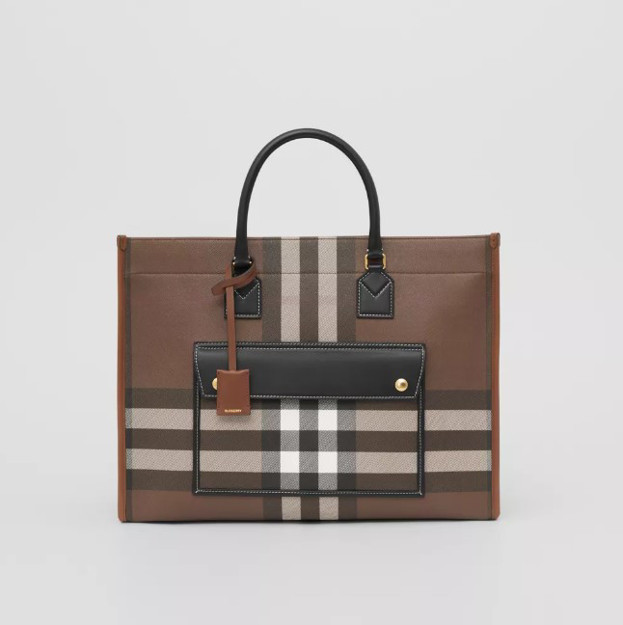 Picture of BURBERRY Check and Leather Medium Freya Tote