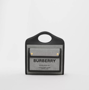Picture of BURBERRY Mini Tri-tone Cotton Canvas and Leather Pocket Bag