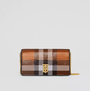 Picture of BURBERRY Sequinned Check Lola Wallet with Detachable Strap