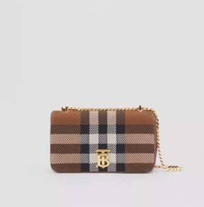 Picture of BURBERRY Knitted Check and Leather Small Lola Bag
