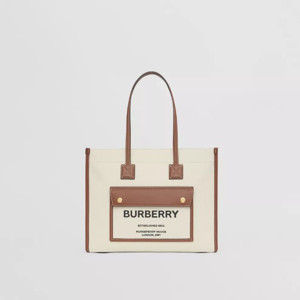 Picture of BURBERRY Two-tone Canvas and Leather Small Freya Tote