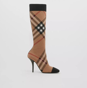 Picture of BURBERRY Knitted Check Sock Boots