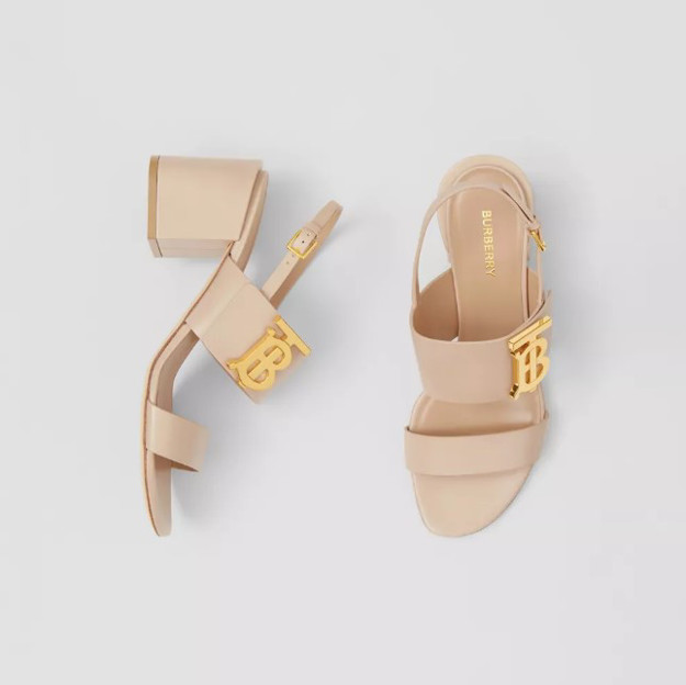 Paloma. BURBERRY Monogram Motif Leather Block-heel Sandals