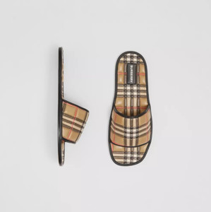 Picture of BURBERRY Check Quilted Leather Slides