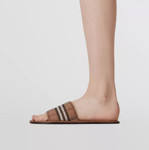 Picture of BURBERRY Check Quilted Cotton and Leather Slides
