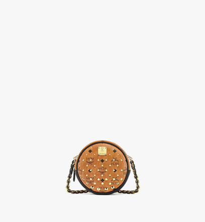 Picture of MCM Small Orkestra Crossbody in Gold Studded Visetos