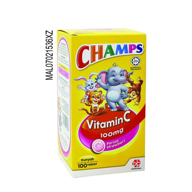 Picture of Champs Vitamin C 100mg Strawberry Flavour 100'S