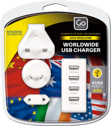 Picture of Go Travel Charger Usb World 4x Usb 4.8A