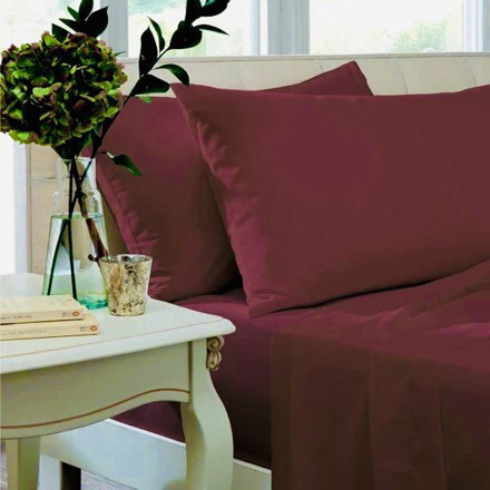 Picture of Catherine Lansfield Non Iron Percale Polycotton Single Fitted Sheet Claret