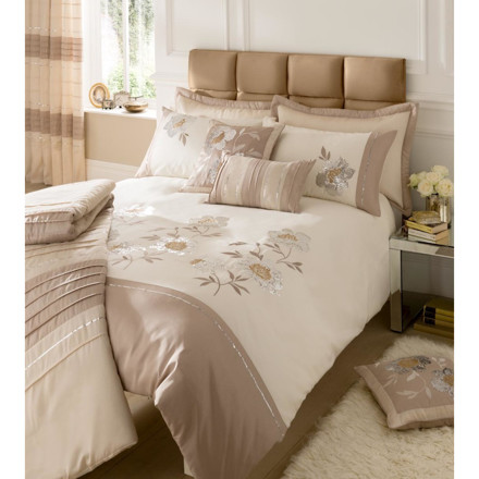 Picture of Catherine Lansfield Sequin Floral Double Bed Quilt Set Natural