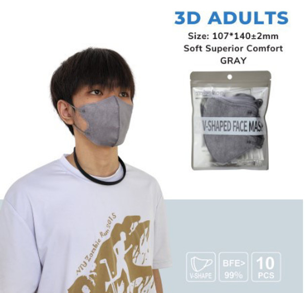 Picture of Mixshop 3D V-Shaped Mask Adult Grey