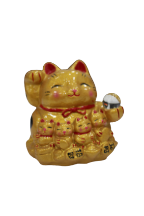 Picture of Terakoya Fortune Beckoning Cat Saving Box - Gold