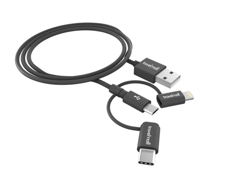 Picture of Travelmall 3 In 1 Lightning Micro-Usb And Usb-C Intelligent C Black