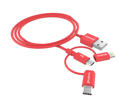 Picture of Travelmall 3 In 1 Lightning Micro-Usb And Usb-C Intelligent C Red