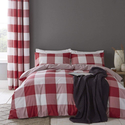 Picture of Catherine Lansfield Boston Check Duvet Set Red