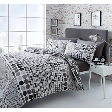 Picture of Catherine Lansfield Geo Spot Quilt Set Black