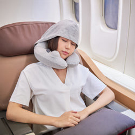 Picture of Travelmall 3D Inflatable Neck Pillow With Patented Pump And Hood - Grey Edition