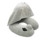 Picture of Travelmall 3D Inflatable Neck Pillow With Patented Pump And Hood - Grey Edition